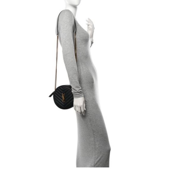 Saint Laurent YSL Round Quilted Grain de Poudre Crossbody Bag - Picture 2 of 5